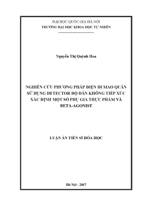 Luận án tiến sĩ hus nghiên cứu phương pháp điện di mao quản sử dụng detector độ dẫn không tiếp xúc xác định một số phụ gia thực phẩm và beta agonist