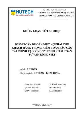 Luận văn thạc sĩ hay kiểm toán khoản mục nợ phải thu khách hàng trong kiểm toán báo cáo tài chính tại công ty tnhh kiểm toán tư vấn rồng việt