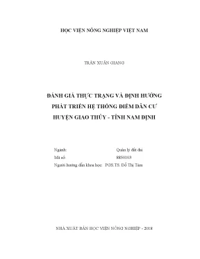 Luận văn thạc sĩ vnua đánh giá thực trạng và định hướng phát triển hệ thống điểm dân cư huyện giao thủy tỉnh nam định