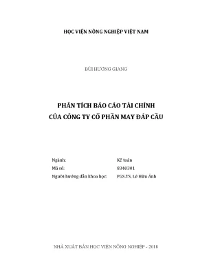 Luận văn thạc sĩ vnua phân tích báo cáo tài chính của công ty cổ phần may đáp cầu