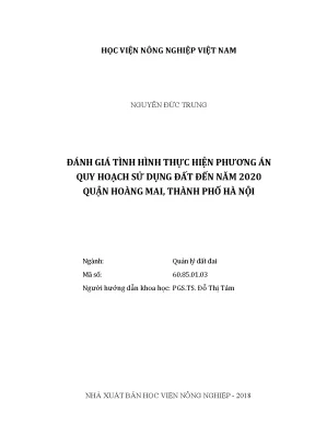 Luận văn thạc sĩ vnua đánh giá tình hình thực hiện phương án quy hoạch sử dụng đất đến năm 2020 quận hoàng mai thành phố hà nội
