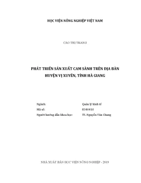 Luận văn thạc sĩ vnua phát triển sản xuất cam sành trên địa bàn huyện vị xuyên tỉnh hà giang