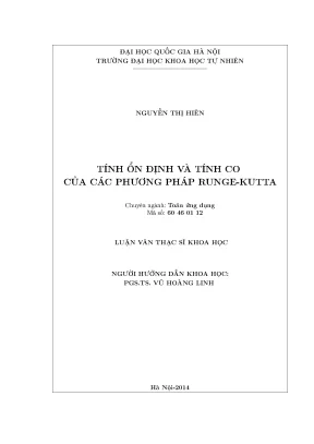 Luận văn thạc sĩ hus tính ổn định và tính co của các phương pháp runge kutta
