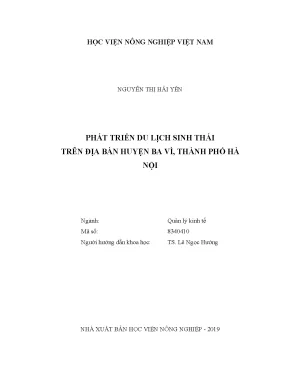 Luận văn thạc sĩ vnua phát triển du lịch sinh thái trên địa bàn huyện bà vì thành phố hà nội