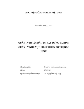 Luận văn thạc sĩ vnua quản lý dự án đầu tư xây dựng tại ban quản lý khu vực phát triển đô thị bắc ninh