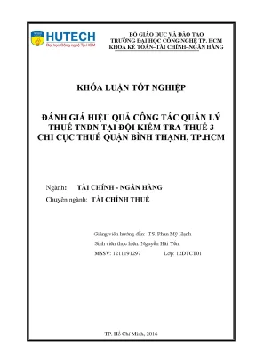 Luận văn thạc sĩ hay đánh giá hiệu quả công tác quản lý thuế tndn tại đội kiểm tra thuế 3 chi cục thuế quận bình thạnh tp hcm