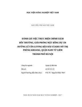 Luận văn thạc sĩ vnua đánh giá việc thực hiện chính sách bồi thường giải phóng mặt bằng dự án đường lê văn lương kéo dài và khu đô thị phùng khoang quận nam từ liêm thành phố hà nội