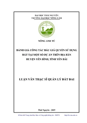 Luận văn thạc sĩ hay đánh giá công tác đấu giá quyền sử dụng đất tại một số dự án trên địa bàn huyện yên bình tỉnh yên bái