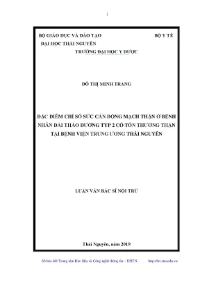 Luận văn thạc sĩ hay đặc điểm chỉ số sức cản động mạch thận ở bệnh nhân đái tháo đường typ 2 có tổn thương thận tại bệnh viện trung ương thái nguyên