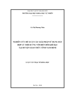 Luận văn thạc sĩ hus nghiên cứu đề xuất các giải pháp sử dụng đất hợp lý thích ứng với biến đổi khí hậu tại huyện giao thủy tỉnh nam định