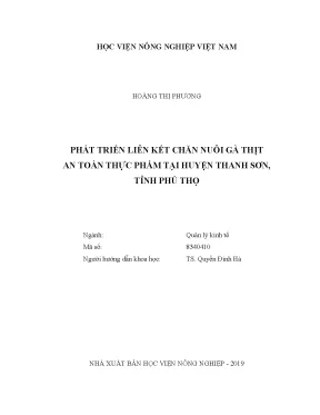 Luận văn thạc sĩ vnua phát triển liên kết chăn nuôi gà thịt an toàn thực phẩm tại huyện thanh sơn tỉnh phú thọ