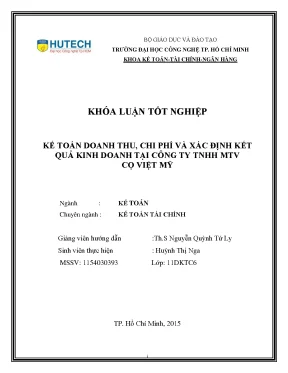 Luận văn thạc sĩ hay kế toán doanh thu chi phí và xác định kết quả kinh doanh tại công ty tnhh mtv cọ việt mỹ