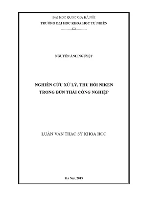 Luận văn thạc sĩ hus nghiên cứu xử lý thu hồi niken trong bùn thải công nghiệp