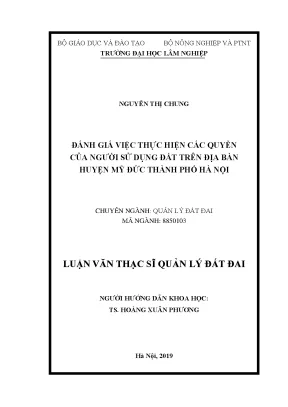 Luận văn thạc sĩ hay đánh giá việc thực hiện các quyền của người sử dụng đất trên địa bàn huyện mỹ đức thành phố hà nội