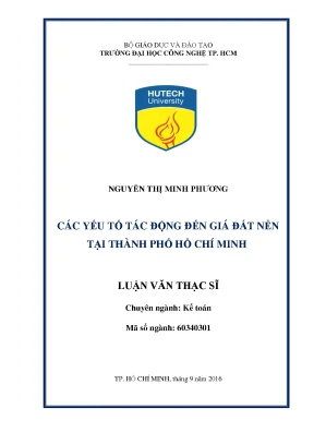Luận văn thạc sĩ hay các yếu tố tác động đến giá đất nền tại thành phố hồ chí minh