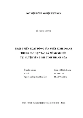 Luận văn thạc sĩ vnua phát triển hoạt động sản xuất kinh doanh trong các hợp tác xã nông nghiệp tại huyện yên định tỉnh thanh hóa