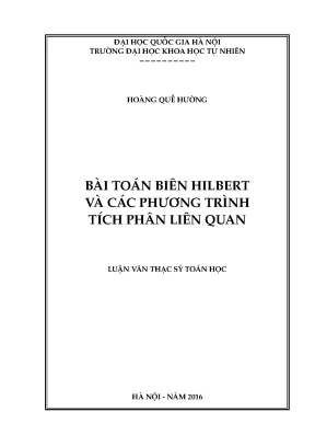 Luận văn thạc sĩ hus bài toán biên hilbert và các phương trình tích phân liên quan