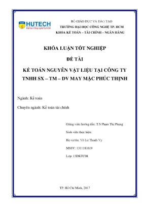 Luận văn thạc sĩ hay kế toán nguyên vật liệu tại công ty tnhh sx tm dv may mặc phúc thịnh