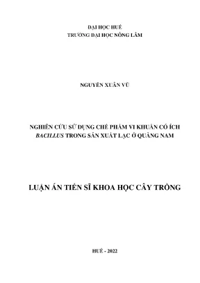 Luận án tiến sĩ nghiên cứu sử dụng chế phẩm vi khuẩn có ích bacillus trong sản xuất lạc ở quảng nam