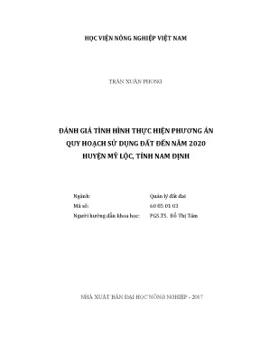Luận văn thạc sĩ vnua đánh giá tình hình thực hiện phương án quy hoạch sử dụng đất đến năm 2020 huyện mỹ lộc tỉnh nam định