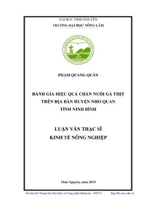 Luận văn thạc sĩ hay đánh giá hiệu quả chăn nuôi gà thịt trên địa bàn huyện nho quan tỉnh ninh bình