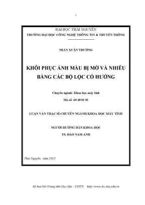 Luận văn thạc sĩ hay khôi phục ảnh màu bị mờ và nhiễu bằng các bộ lọc có hướng