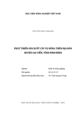 Luận văn thạc sĩ vnua phát triển sản xuất cây vụ đông trên địa bàn huyện gia viễn tỉnh ninh bình