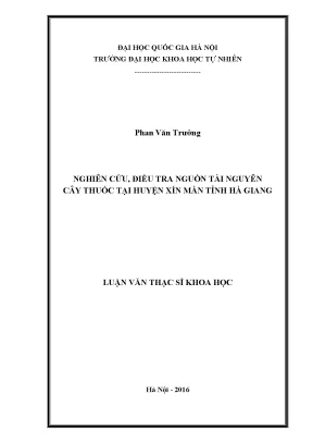 Luận văn thạc sĩ hus nghiên cứu điều tra nguồn tài nguyên cây thuốc tại huyện xín mần tỉnh hà giang 002