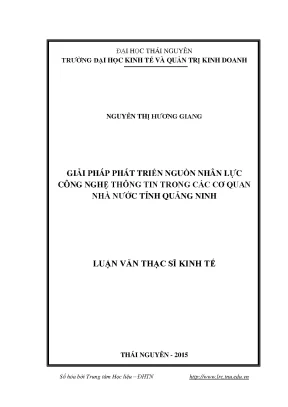 Luận văn thạc sĩ hay giải pháp phát triển nguồn nhân lực công nghệ thông tin trong các cơ quan nhà nước tỉnh quảng ninh