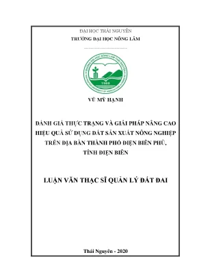 Luận văn thạc sĩ hay đánh giá thực trạng và giải pháp nâng cao hiệu quả sử dụng đất sản xuất nông nghiệp trên địa bàn thành phố điện biên phủ tỉnh điện biên