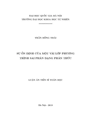 Luận án tiến sĩ hus sự ổn định của một vài lớp phương trình sai phân dạng phân thức