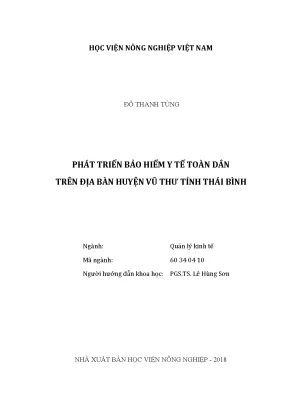 Luận văn thạc sĩ vnua phát triển bảo hiểm y tế toàn dân trên địa bàn huyện vũ thư tỉnh thái bình