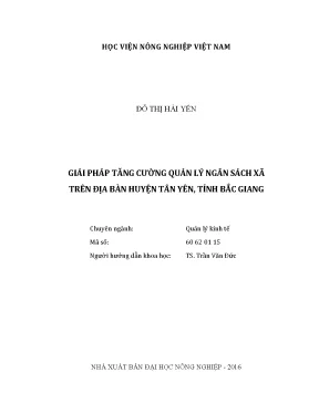 Luận văn thạc sĩ vnua giải pháp tăng cường quản lý ngân sách xã trên địa bàn huyện tân yên tỉnh bắc giang