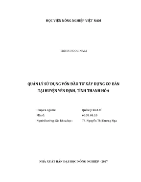 Luận văn thạc sĩ vnua quản lý sử dụng vốn đầu tư xây dựng cơ bản tại huyện yên định tỉnh thanh hóa