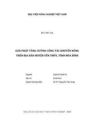 Luận văn thạc sĩ vnua giải pháp tăng cường công tác khuyến nông trên địa bàn huyện yên thủy tỉnh hòa bình
