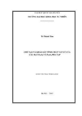 Luận văn thạc sĩ hus chế tạo và khảo sát tính chất vật lý của các hạt fe3o4 và fe3o4 pha tạp