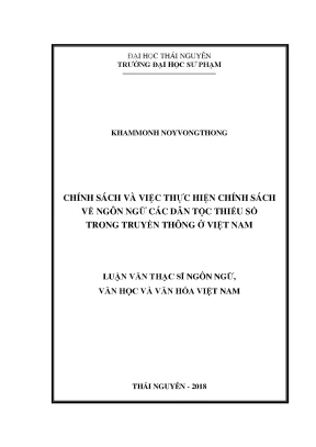 Luận văn thạc sĩ hay chính sách và việc thực hiện chính sách về ngôn ngữ các dân tộc thiểu số trong truyền thông ở việt nam