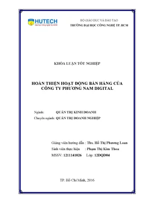 Luận văn thạc sĩ hay hoàn thiện hoạt động bán hàng của công ty phương nam digital