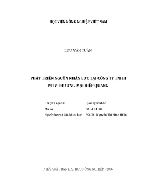 Luận văn thạc sĩ vnua phát triển nguồn nhân lực tại công ty tnhh mtv thương mại hiệp quang