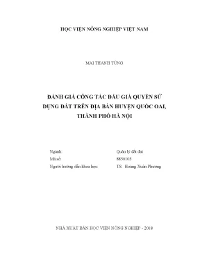 Luận văn thạc sĩ vnua đánh giá hoạt động của văn phòng đăng ký đất đai hà nội chi nhánh quận thanh xuân