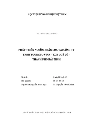 Luận văn thạc sĩ vnua phát triển nguồn nhân lực tại công ty tnhh yougbo vina khu công nghiệp quế võ thành phố bắc ninh