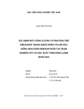 Luận văn thạc sĩ vnua xác định mức năng lượng và protein thô thích hợp trong khẩu phần của bò đực giống holstein friesian nuôi tại trạm nghiên cứu và sản xuất tinh đông lạnh moncada