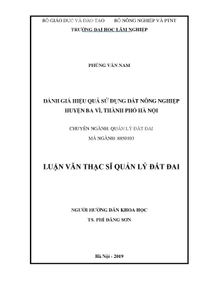 Luận văn thạc sĩ hay đánh giá hiệu quả sử dụng đất nông nghiệp huyện ba vì thành phố hà nội