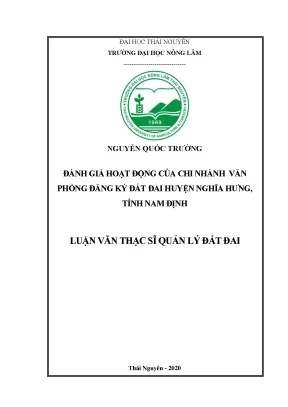 Luận văn thạc sĩ hay đánh giá hoạt động của chi nhánh văn phòng đăng ký đất đại huyện nghĩa hưng tỉnh nam định