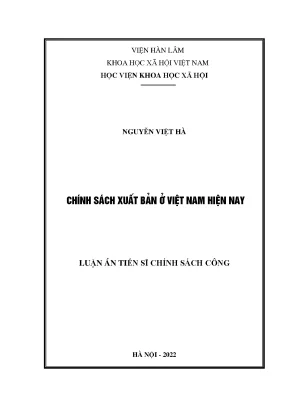 Luận án tiến sĩ chính sách xuất bản ở việt nam hiện nay