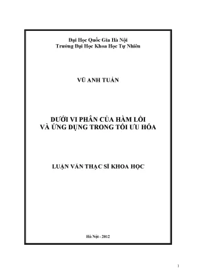 Luận văn thạc sĩ hus dưới vi phân của hàm lồi và ứng dụng trong tối ưu hóa