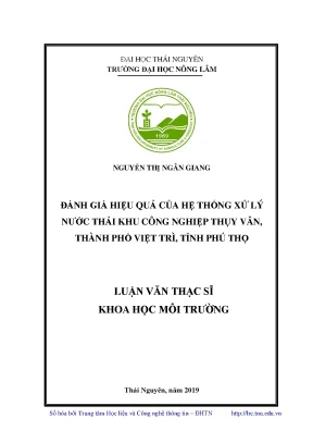 Luận văn thạc sĩ hay đánh giá hiệu quả của hệ thống xử lý nước thải khu công nghiệp thụy vân thành phố việt trì tỉnh phú thọ