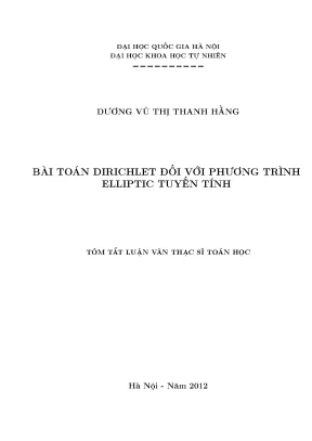 Luận văn thạc sĩ hus bài toán dirichlet đối với phương trình elliptic tuyến tính