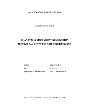 Luận văn thạc sĩ vnua quản lý nhà nước về đất nông nghiệp trên địa bàn huyện lục nam tỉnh bắc giang