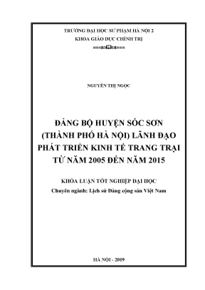 Luận văn thạc sĩ hay đảng bộ huyện sóc sơn thành phố hà nội lãnh đạo phát triển kinh tế trang trại từ năm 2005 đến năm 2015